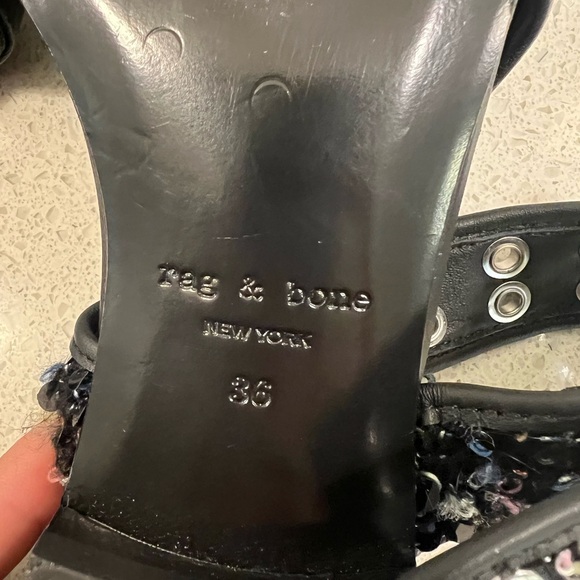 NWOB Rag & Bone Astra Black Boucle & Sequin Slingback Flat Shoes Size 36 US 6 - Picture 5 of 5